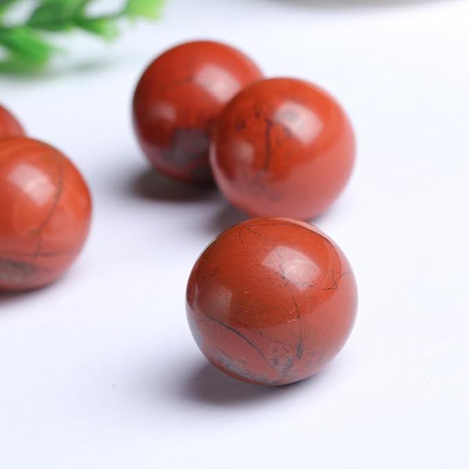 5-6CM/1.97-2.36inch Magical Natural Red Jasper Stone Ball Quartz Crystal Mineral Reiki Treatment Home Office Degaussing Decoration Collection Gem(Red Jasper, 50-60mm)