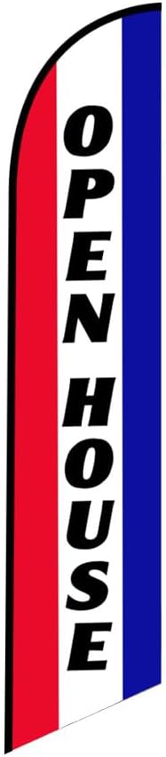 FFN - Open House Feather Banner Flag Includes 15 FT Poles Kits, Ground Stakes, and Travel Bags, for Real Estate Agents Outdoor Sign (Pack 1)