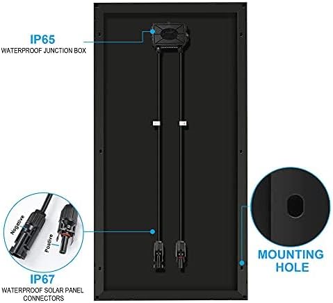 ACOPOWER 12V 200W Mono Solar Panel for 12V Battery Charging,Singel Panel Only,Off-Grid System(2 * 200W)