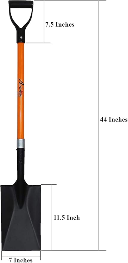 Ashman Spade Shovel (6 Pack) – 41 Inches Long D Handle Grip – The Single Shovel Weighs 2.2 Pounds and has a Durable Handle – Premium Quality Multipurpose Orange Spade Shovel with Strong Build.