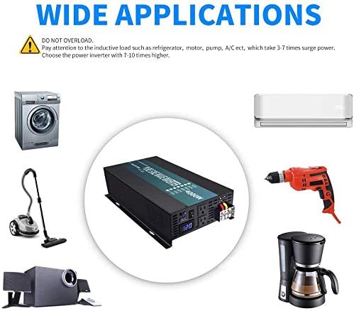 WZRELB 4000W 36V 120V Pure Sine Wave Power Inverter with 2 AC Outlets,Car Inverter,Remote Control