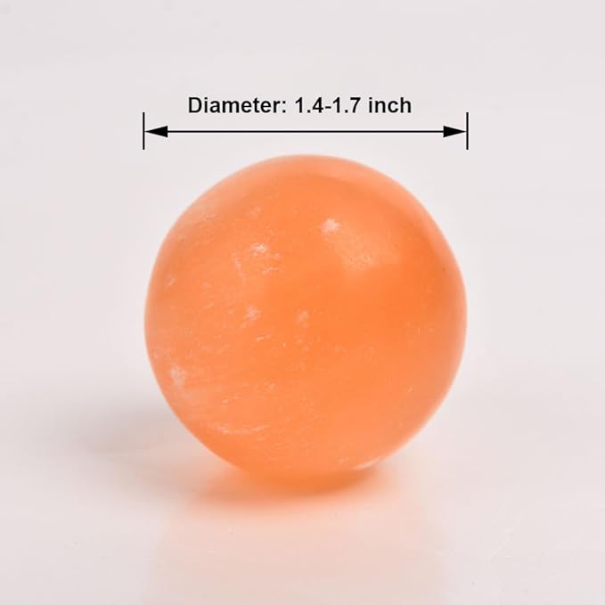 JIC Gem 4Pcs Orange Selenite Balls 1.4-1.7 Inch Small Natural Selenite Crystal Spheres