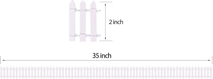 35 Inches Long Miniature Fairy Garden Fence Mini Wood Picket Fence Decorative Fence for Succulent Plant Pot DIY Diorama Project Height 2 inch 4-Pack (White)