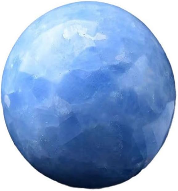 Blue Celestite Crystal Sphere Ball with Wood Stand Large Healing Crystals Sphere Sculpture Home Office Decoration Fengshui Meditation Healing 100mm 3.93'' (Blue Celestite, 3.93")
