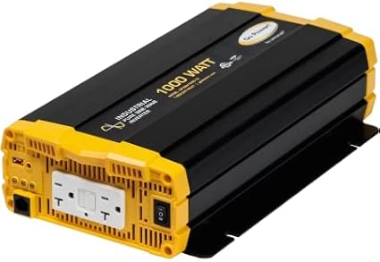 Go Power 1000 Watt Industrial Pure Sine Wave Inverter, 12V to 120V AC, Dual GFCI Outlets, PowerSave Mode, Overload Protection, Low-Profile Design, Ideal for Electronic Equipment & Backup Power