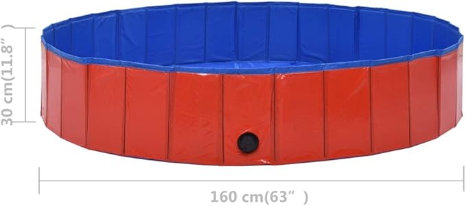 Foldable Dog Swimming Pool, Foldable Pet Swimming Pool, Portable Dog Pool, Bath Pool Collapsible Dog Pet Pool Bathing Tub, 63"x11.8" PVC Red