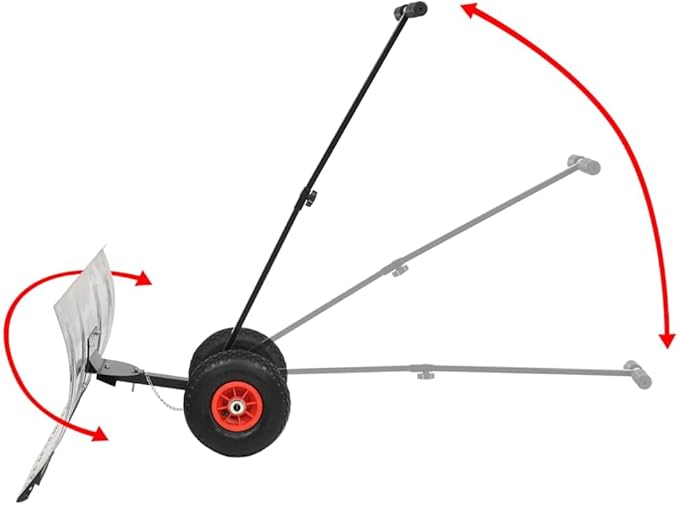 Snow Plow Black and Red Galvanized Steel Blade and Steel Push bar, Snow Removal, Snow Shovels, 142915