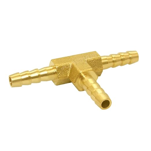 Joywayus 5/32" Brass Hose Barb, Tee 3 Way Union Pipe Fitting for Water/Fuel/Air (Pack of 2)