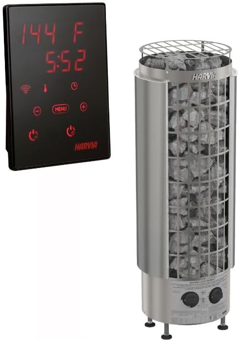 GL4 Outdoor Sauna Kit, Garden Luxury-Series Outdoor DIY Sauna Kit, Thermo-Spruce, up to 4 Persons Bundles (Sauna Heater and Sauna Stones Included) (Harvia Cilindro PC60E - Xenio WiFi)