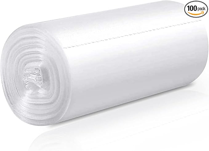 Small Trash Bags 100 Counts, Waikas Garbage Bags for Bathroom Car Mini Trash Can, Plastic Bag for Bedroom Living Room, 4 Gallons, White
