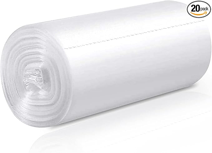 Kitchen Trash Bags 13 Gallon, 20 Counts, Flag Garbage Bags with No Flaps and No Ties, 60cm*80cm, 16.8g/pcs, Unscented, White
