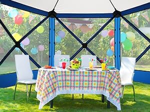 COBIZI 12x12 pop up Gazebo on Clearance Screen Canopy Tent, Camping Outdoor Screened Gazebo with Sidewalls, Portable Hub Tent with Carrying Bag and Ground Stakes, Blue