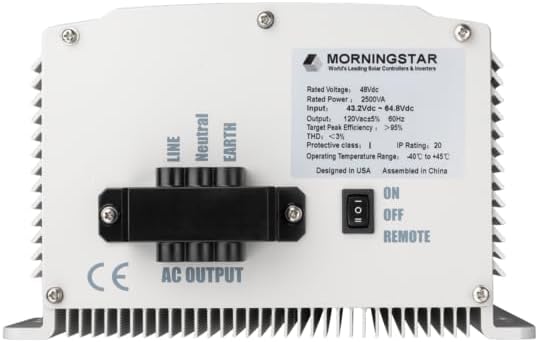 Morningstar SureSine 1000W Pure Sine Wave Off-Grid Inverter - 24VDC, 120VAC, 60Hz, Hard Wired AC Terminals (SI-1000-24-120-60-HW) - DC to AC Converter, Solar/Non-Solar Systems, Bluetooth Mobile Apps