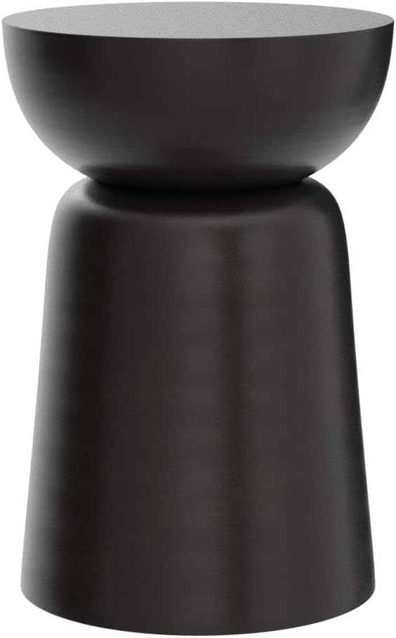 BIRDROCK HOME Metal Decorative Garden Stool and Outdoor Accent Side Table - Modern Industrial Round End Table for Home Furniture, Porch, Patio Decor, Garden, Deck - Dark Antique Bronze, 14" H x 14" D