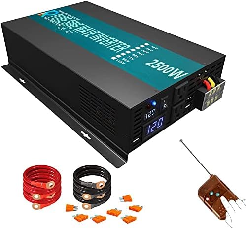WZRELB Pure Sine Wave 2500W 12VDC 120VAC Power Inverter,Car Inverter，Remote Control