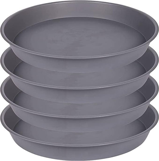 4 Pack of 16 17 inch Plant Saucer (15 inch Base), 2.3" Depth, Heavy Duty Deep Plant Trays for Pots, Plastic Plant Saucers for Indoors, Bird Bath Bowls, Drip Trays for Planter (17", Cement)