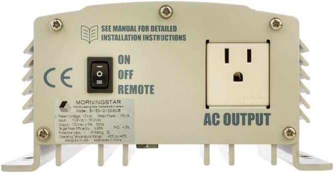 Morningstar SureSine 300W Pure Sine Wave Off-Grid Inverter - 24VDC, 120VAC, 60Hz, Type B AC Terminals (SI-300-24-120-60-B) - DC to AC Converter, Solar/Non-Solar Systems, Bluetooth Mobile Apps