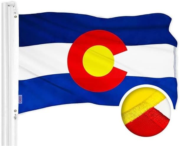 G128 Combo Pack: USA American Flag 3x5 Ft Embroidered Stars & Colorado State Flag 3x5 Ft Embroidered