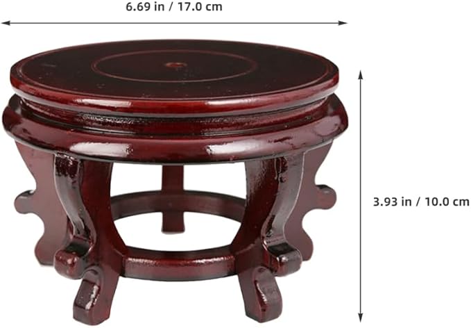 Happyyami Indoor Plants Wood Stool Plant Stand Chinese Style Flower Pot Display Rack Garden Planter Support Tabletop Vase Fish Tank Base Handicraft Figurine Pedestal Riser Holder for Home Greenery