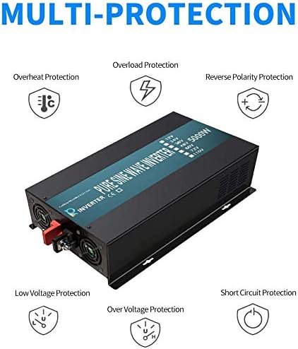 WZRELB 5000W 36V 120V Pure Sine Wave Power Inverter with 2 AC Outlets,Car Inverter