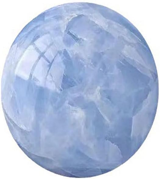 Blue Celestite Crystal Sphere Ball with Wood Stand Large Healing Crystals Sphere Sculpture Home Office Decoration Fengshui Meditation Healing 100mm 3.93'' (Blue Celestite, 3.93")