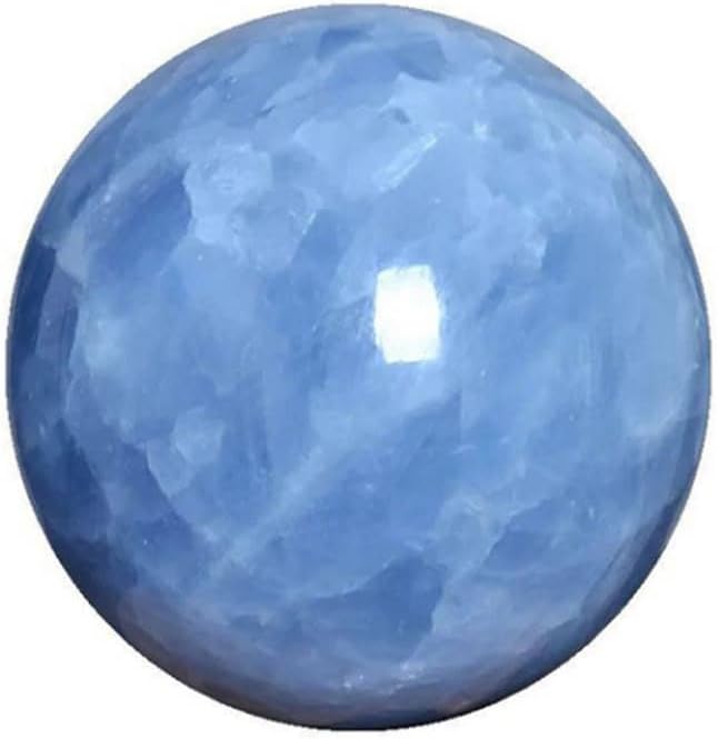 Blue Celestite Crystal Sphere Ball with Wood Stand Large Healing Crystals Sphere Sculpture Home Office Decoration Fengshui Meditation Healing 100mm 3.93'' (Blue Celestite, 3.93")