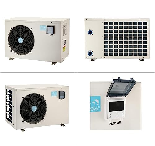 Swimming Pool Heat Pump, Pool Heater for In-Ground and Above Ground Pools, Max Output 37960BTU, Electric Heater Pump for Pools, Inverter Heating System, 208~230V/60Hz