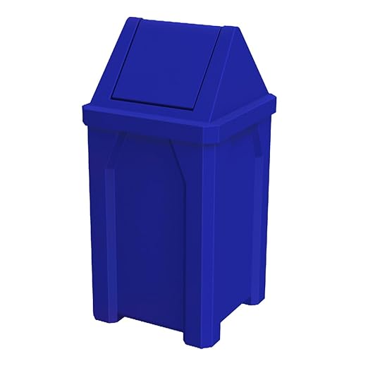32 Gallon Square 100% Recycled Plastic Heavy Duty Outdoor Trash Can with Swing Top Lid - Blue