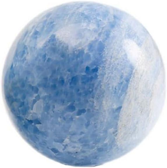 Blue Celestite Crystal Sphere Ball with Wood Stand Large Healing Crystals Sphere Sculpture Home Office Decoration Fengshui Meditation Healing 100mm 3.93'' (Blue Celestite, 3.93")
