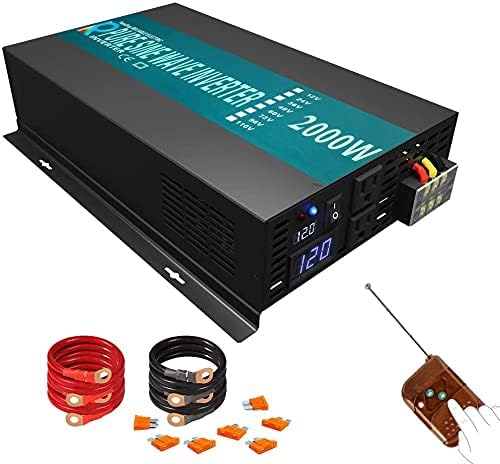 WZRELB 2000W 12VDC 120VAC Pure Sine Wave Power Inverter,Remote Control, Car Inverter