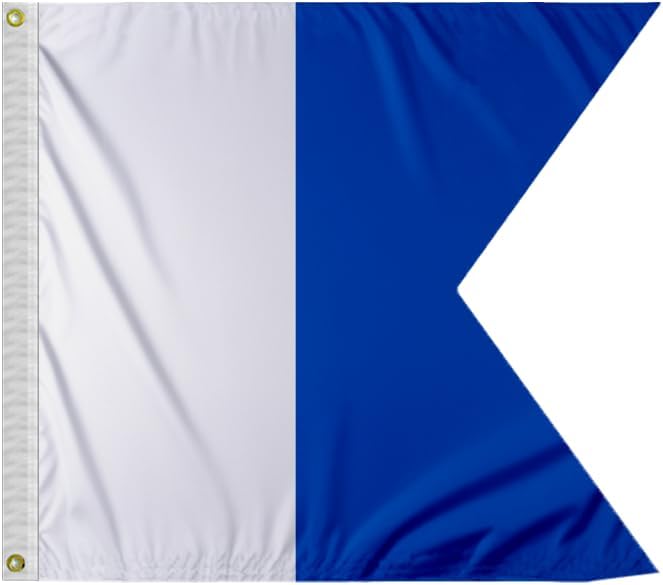 AGAS Alpha Code A Marine Signal 1.5x2 Ft Flag - Printed 200D Nylon - Canvas Header - Brass Grommets - Colorfast & Stitched Edges - Nautical Boat Flag - Naval Code Signal Flag.