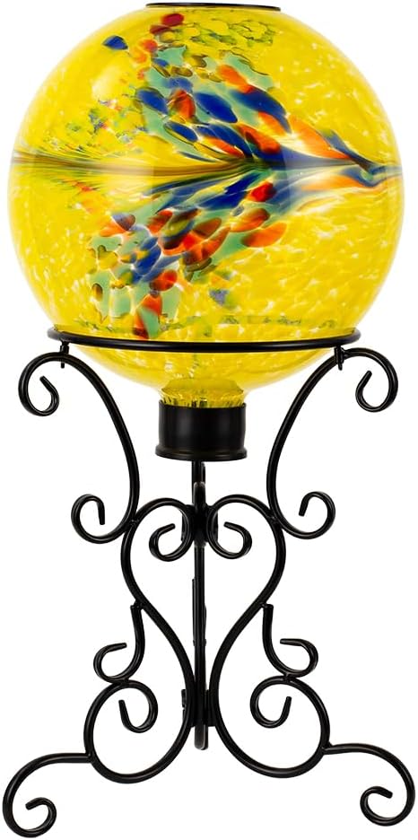 12" Black Metal Gazing Ball Stand for 10-12 Inches Stainless Steel Ball or Glass Gazing Globes Display,3 Base Holder for Indoor Outdoor Garden Lawn Yard,Metal Tripod for Glass Sphere Display