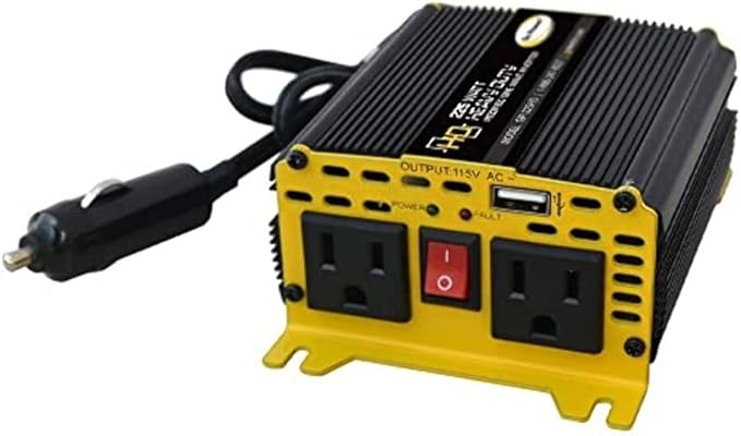 Go Power GP-225HD Heavy-Duty Modified Sine Wave Power Inverter, 225 Watt, 12V Input, Dual AC Outlets, Compact and Portable Solution for Small Electronics, Travel, and Outdoor Use