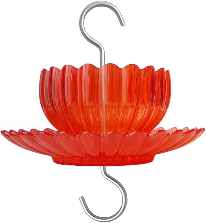 Ant Moat for Hummingbird Feeder - Freestyle 9 OZ Extra Large Capacity Insect Guard - Red Daisy Bowl & Dish