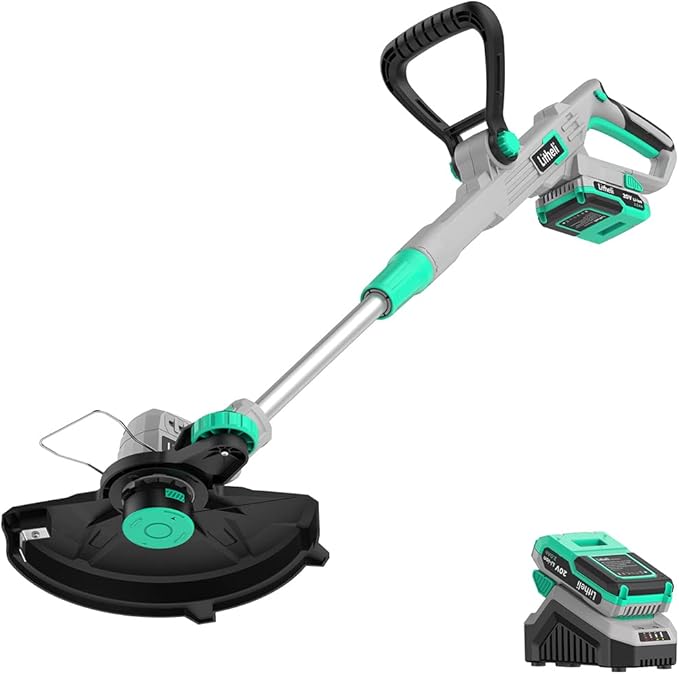 Litheli 20V Cordless String Trimmer and Edger, 12" Electric Weed Wacker with Auto Line Feed, Includes 2.0Ah Battery and Charger.