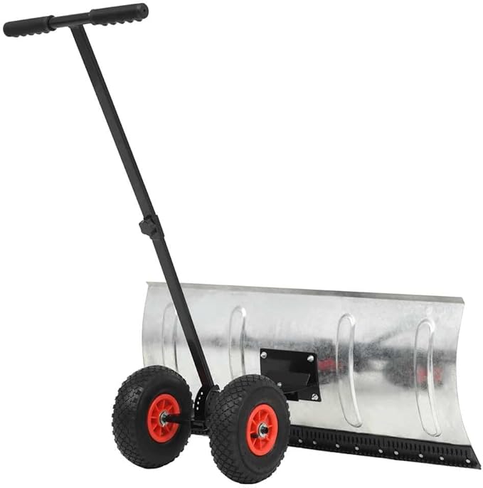 Snow Plow Black and Red Galvanized Steel Blade and Steel Push bar, Snow Removal, Snow Shovels, 142915