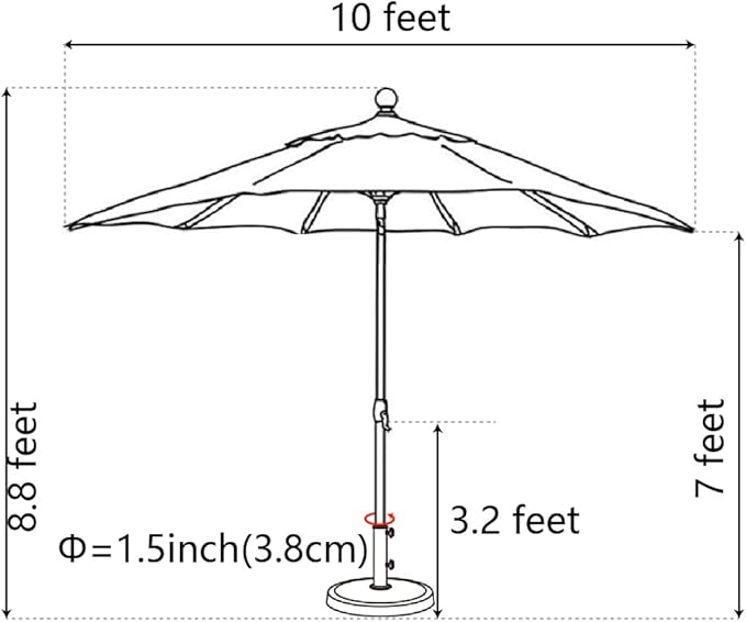 EliteShade USA 10-Year-Non-Fading 10Ft Market Umbrella Patio Umbrella Outdoor Table Umbrella with Ventilation, Logo Red