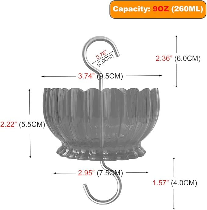 Ant Moat for Hummingbird Feeder - 9 OZ Extra Large Capacity Insect Guard - Daisy (Clear)