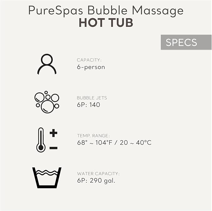 INTEX 28427EH PureSpa Bubble Massage Spa Set Outdoor Inflatable Portable Hot Tub, Includes Energy Efficient Spa Cover, Saltwater System Ready, 6 Person, 85in x 28in