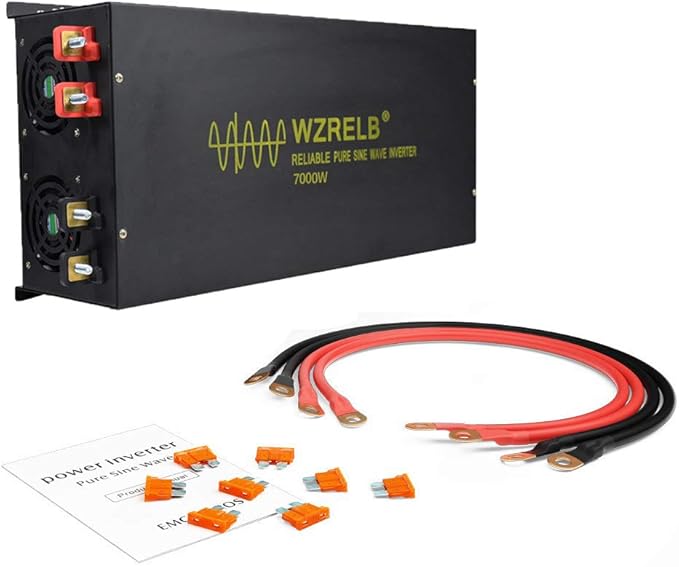 WZRELB Pure Sine Wave 7000W (14000W Surge) 12V Power Inverter DC to AC Power - Solar, RV (RBP-700012)