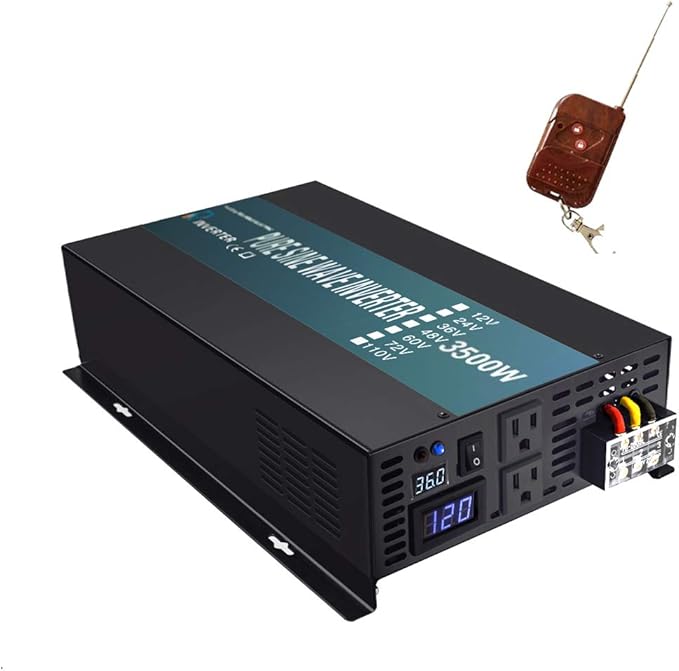 WZRELB 3500W36V 120V Pure Sine Wave Power Inverter with 2 AC Outlets,Car Inverter,Remote Control