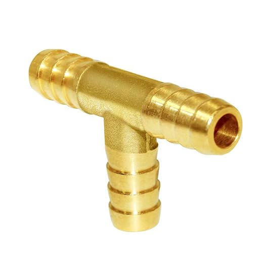 Joywayus 3/8" Hose Barb Fitting,Tee 3 way Brass Fitting Intersection/Split Brass Water/Fuel/Air