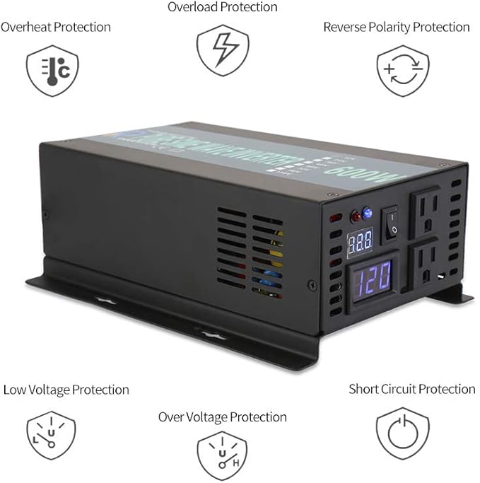 WZRELB 600W 24V 120V Pure Sine Wave Solar Power Inverter with Remote Control Switch