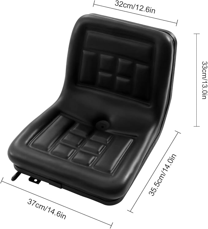 Lawn Mower Seat, Universal Lawn Tractor Seat Replacement, Compact High Back Mower Seat, Central Drain Hole Skid Steer Seat for Loader Tractor Forklifts Dozers Excavators