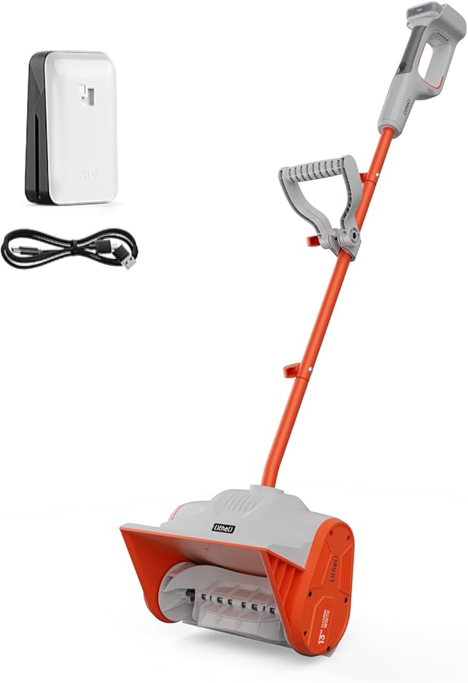 Litheli Electric Snow Shovel Cordless 20V, Lightweight Battery Powered Snow Blower with 4.0Ah Battery, Easy Snow Removal Tool for Driveways, Sidewalks, Patios and Decks