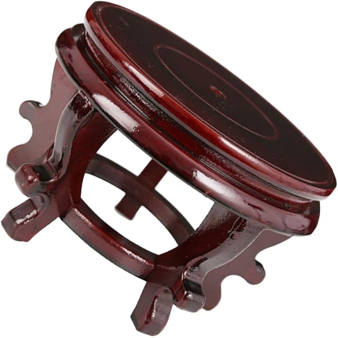 Happyyami Indoor Plants Wood Stool Plant Stand Chinese Style Flower Pot Display Rack Garden Planter Support Tabletop Vase Fish Tank Base Handicraft Figurine Pedestal Riser Holder for Home Greenery