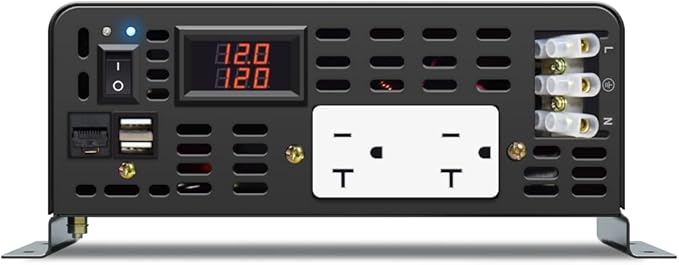 WZRELB Pure Sine Wave Power Inverter 5000W 12VDC to 120VAC 10KW Peak Dual AC Outlets 2× 2.4A USB Port &Hardwire Terminal with 16ft Remote Conrtol Off-Grid Solar Converter RV Trucks (VC500012U5WD-1)