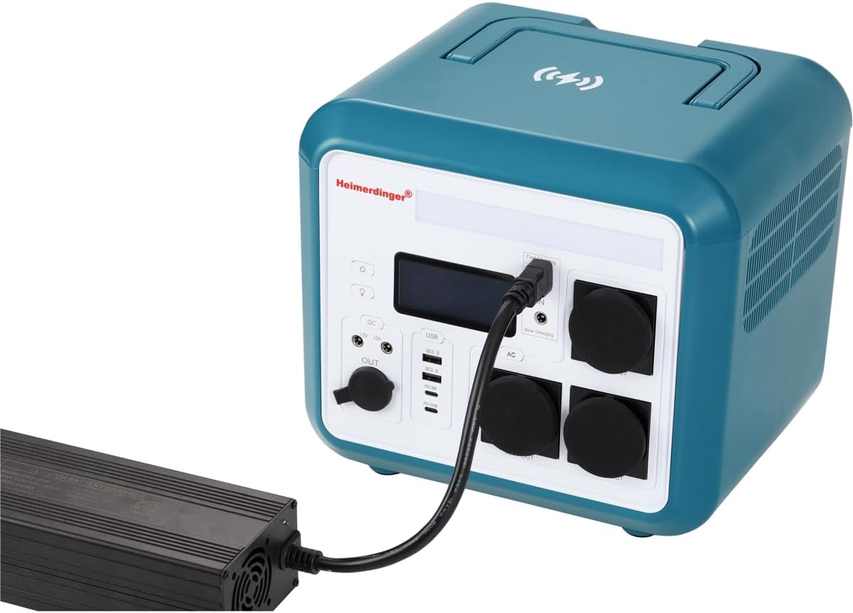 Heimerdinger 1500W Solar Generator Portable Power Station, 1152Wh LiFePO4 Battery, 3000W Peak, AC/DC/USB-C PD100W, for Outdoor Camping, RV, Power Outages