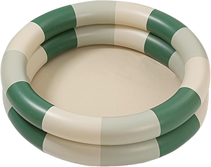 Inflatable Baby Retro Swimming Pool Family Cute Style Thickened Water Pool for Kids Indoor Outdoor Play (Green Stripe)