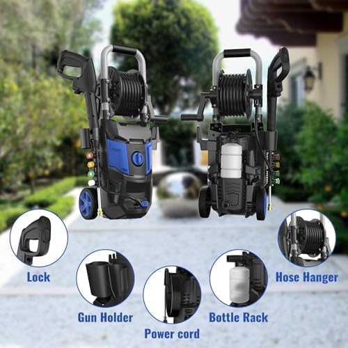 Pressure Washer, 5000PSI Max Power Washer with 500ML Foam Cannon, High Pressure Cleaning Machine with 4 Connect Nozzles for Cars Patio Driveways Home